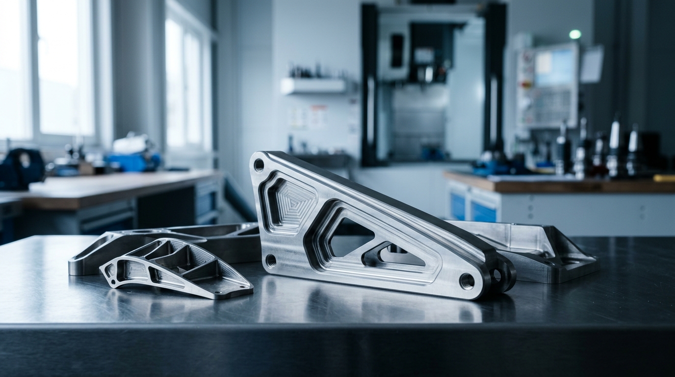 Aerospace CNC components including titanium brackets and structural machined parts