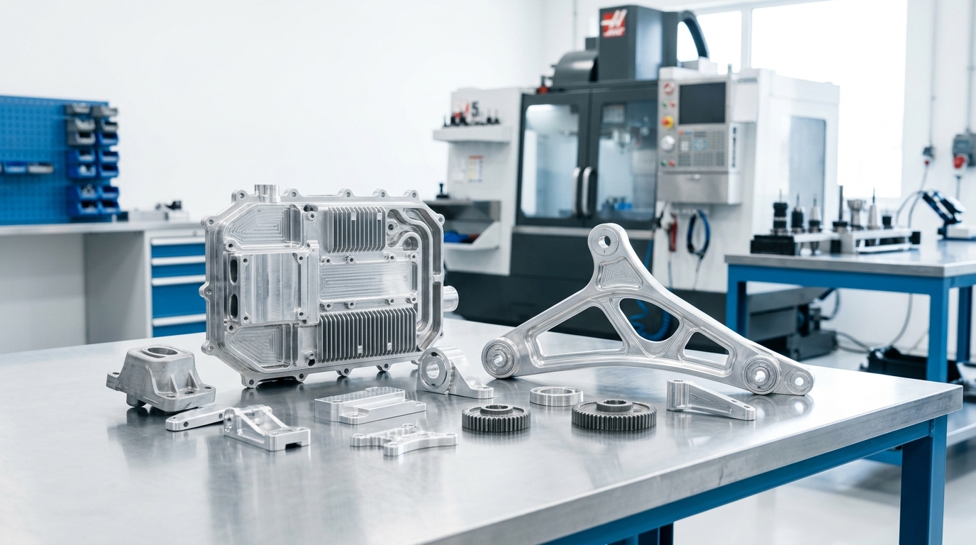 Automotive CNC parts including battery enclosure hardware and machined brackets