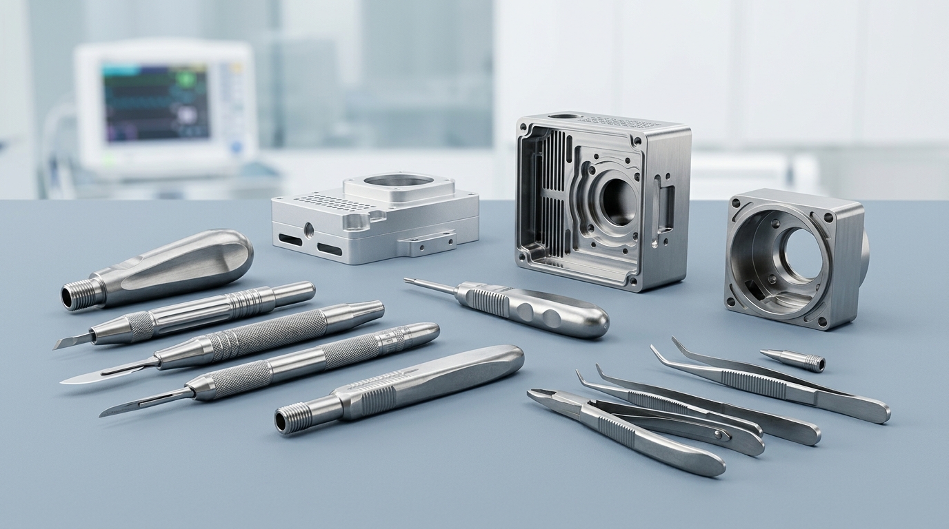Medical CNC parts including surgical handles and diagnostic housings