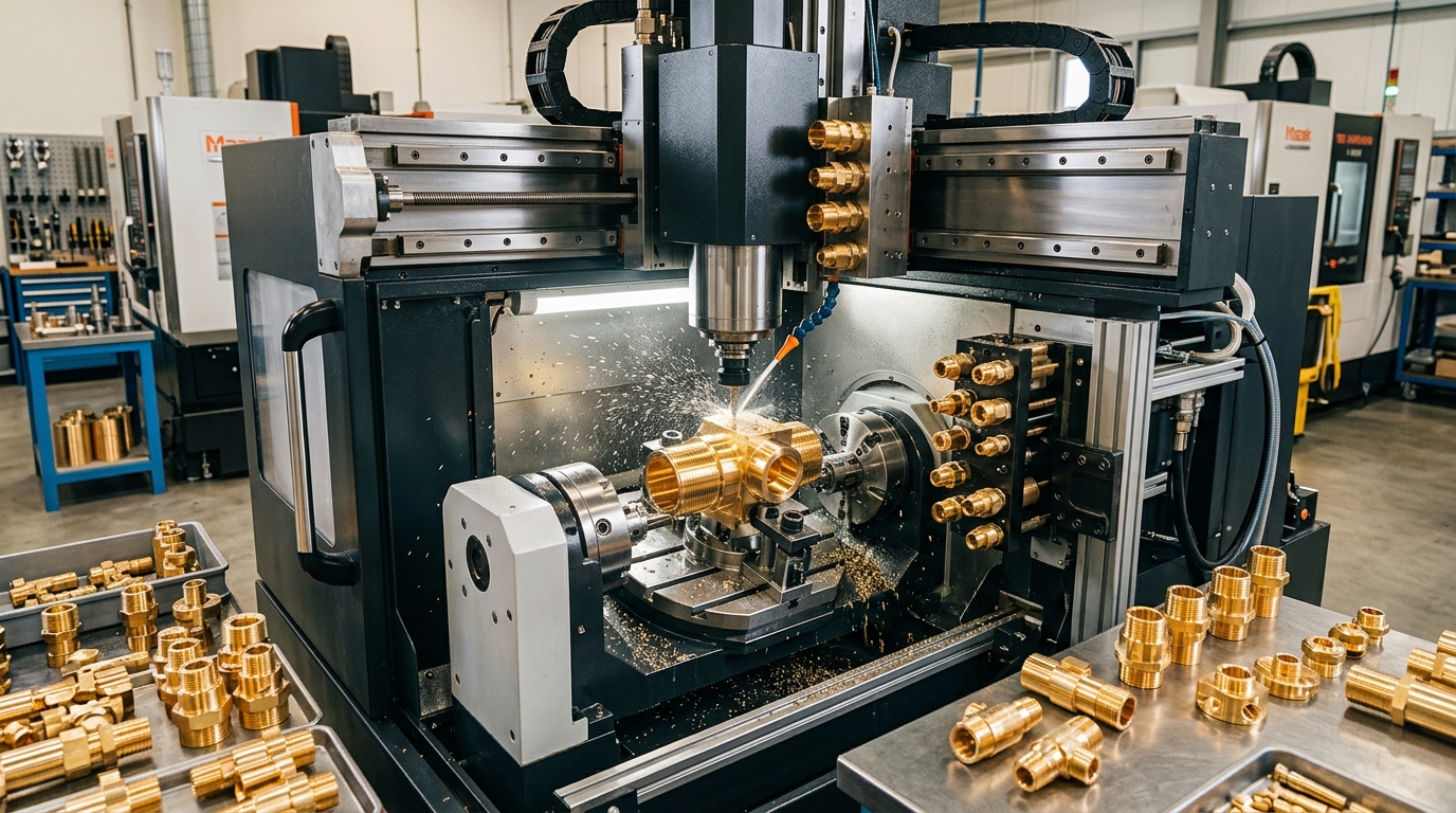 Precision machined brass CNC parts with refined surface detail